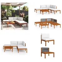 vidaXL 6 tlg. Garten Lounge Set mit Kissen Creme Massivholz Akazie - Gartenmöbel-Set - Gartenmöbel-Sets - Gartensofa - Gartensofas - Weiß