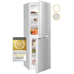 exquisit Kühl-/Gefrierkombination KGC145-50-E-040F, praktischer Kühlschrank mit Gefrierfach unten für die ganze Familie silberfarben