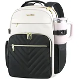 VANKEAN Laptop-Rucksack für Damen und Herren, 17,3 Zoll (43,9 cm), modischer Rucksack, wasserdichter Rucksack, stilvolle Reisetasche, legere College-Reisetasche, Business-Rucksack, Beige-Schwarz