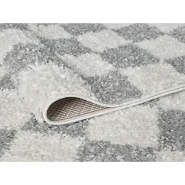OTTO home Hochflor-Teppich OTTO HOME "Kiiki, Karo-Muster" Gr. 1, grau, B:60cm H:30mm L:90cm, Kunstfaser, Teppiche, Kariert, auffälliges Schachbrettmuster, Wohnzimmer, Schlafzimmer