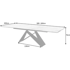 Riess-Ambiente Ausziehbarer Esstisch PROMETHEUS 180-220-260cm weiß Keramik Italy