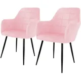 ECD Germany Esszimmerstuhl Samt rosa 2er Set