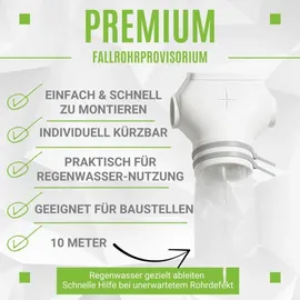 varivendo Fallrohrprovisorium 10m Regenrohrschlauch Dachrinnenersatz Wasserablaufschlauch