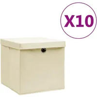 vidaXL Aufbewahrungsbox 28 x 28 x 28 cm 10-tlg. creme