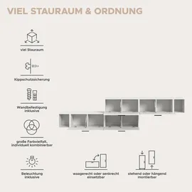 Home Affaire Schrank-Set HOME AFFAIRE "ENESTE, 6-teilig, in verschiedenen Farben, individuell kombinierbar", weiß, B:276cm H:34cm T:97cm, Spanplatte, Kastenmöbel-Sets, inkl. Beleuchtung, Stauraumelement, Kombination, Schrankwand, Lowboard
