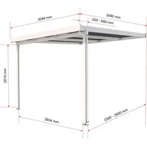 Gutta Terrassendach Premium 309 x 306 cm weiß / Polycarbonat opal weiß