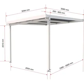 Gutta Terrassendach Premium 309 x 306 cm weiß / Polycarbonat opal weiß