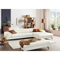 W.Schillig Ecksofa "piedroo, Designsofa mit tollem Sitzkomfort, bequem und elegant, L-Form", weiß (weiß z59), B:343cm H:70cm T:193cm, Longlife Xtra-Leder Z59: Glattleder mit modischer Prägung.