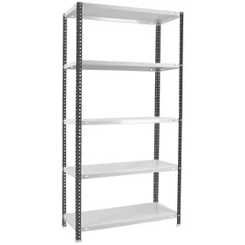 Proregal Lagerregal Metall 200x100x30 cm Anthrazit-Weiß 5 Fachböden