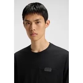 hugo underwear Pyjama HUGO UNDERWEAR "NOCTO LONG SET", Herren, Gr. XL (54), schwarz 001, Jersey, Obermaterial: 48% Baumwolle, 48% Modal, 4% Elasthan, relaxed fit normal, Rundhals, Homewear-Sets Pyjama, aus Stretch-Jersey mit Split-Logos, relaxed fit