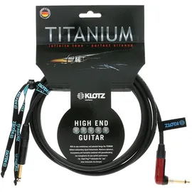 Klotz TIR0600PSP Titanium Gitarrenkabel mit Silent Plug, 6,35 mm (1/4 Zoll) gerade auf rechten Winkel, 6 m (20 Fuß)