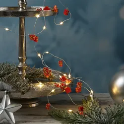LED Drahtlichterkette GESCHENK - 20 warmweiße LED - L: 1,90m - Timer - Batterie ...