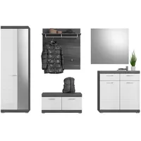 Inn.furn Garderobe Set 5-teilig Shawn weiß Hochglanz grau -
