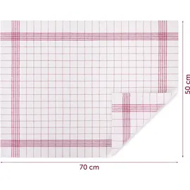Blumtal 10er Set Premium Geschirrtücher - Hochwertige Geschirrhandtücher, 100% Baumwolle rot kariert, 50x70cm - Rot