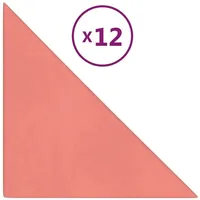 VidaXL Wandpaneele 12 Stk. Rosa 30x30 cm Samt 0,54