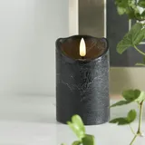 Star Trading LED Kerze Rustik Optik Echtwachs flackernde Flamme 12,5cm Timer Batterie schwarz