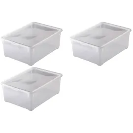 Rotho Aufbewahrungsbox 36 x 26 x 14 cm 3-tlg. transparent/weiß