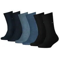 TOMMY HILFIGER Kinder Socken, 6er Pack - ECOM, TH Basic, einfarbig Blau/Schwarz 35-38