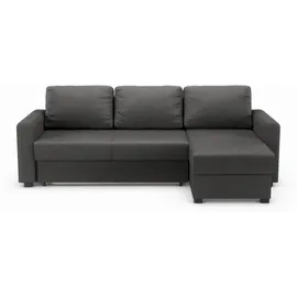 Atlantic Home Collection Ecksofa "Dublin L-Form", grau (dunkelgrau), B:234cm H:89cm T:150cm, Struktur (100% Polyester), ATLANTIC HOME COLLECTION, Sofas, Ecksofa, Bettfunktion und Bettkasten, Recamiere links oder rechts montierbar