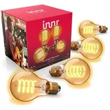 Innr Zigbee E27 Smart Lampe, funktioniert mit Hue* (Bridge erforderlich), Filament LED Glühbirne, Warmweiß, Dimmbar, Smart Home Lampe, 550lm, 4-pack