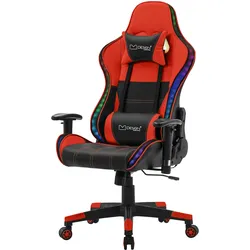 ML-Design Gamingstuhl mit RGB Beleuchtung & Bluetoothboxen Schwarz/Rot aus Kunstleder