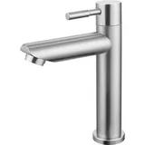 Kaltwasserhahn Gäste Wc, Wasserhahn Kaltwasser für Kleine Waschbecken, Edelstahl Kaltwasserhahn mit 60 Cm Schlauch, Auslauf Höhe 110 Mm