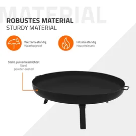 ECD Germany Feuerschale Ø80x29 cm mit 3 Klappbaren Füßen für den Garten Feuerstelle BBQ