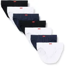 S.Oliver Herren Slips, 7er Pack – Slipdose, Baumwolle, einfarbig Schwarz/Blau/Weiß L