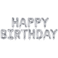 Folienballon Schriftzug Happy Birthday silber
