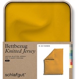 SCHLAFGUT Knitted Jersey Bettwäsche 155x220cm Bettdecke Bezug einzeln, Yellow Deep Uni, weich und faltenfrei mit Elasthan