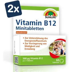Sunlife Vitamin B12 500 μg Minitabletten hochdosiert 2x60 Tablettn 2er-Pack