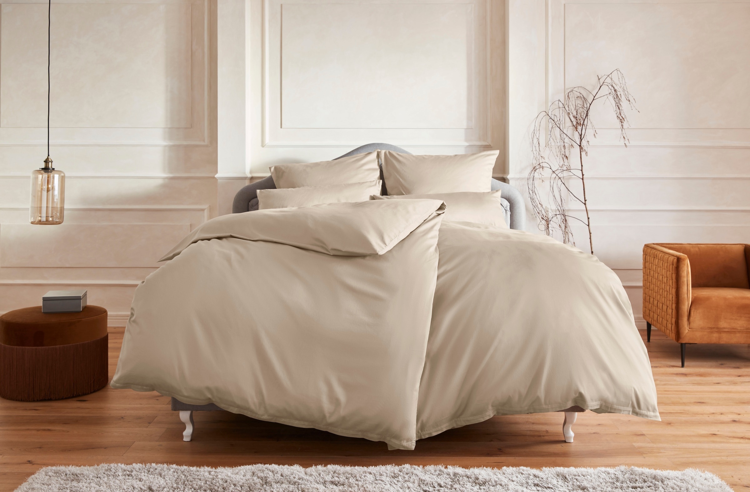 Bettwäsche »Mila, in Satin Qualität, atmungsaktiv, Flächengewicht 120 g/m2, hergestellt aus 100% Baumwolle, unterstützt Cotton made in Africa, Bett- und Kopfkissenbezug mit Reißverschluss., 82817216-0 taupe 1 St.