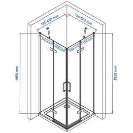 Bernstein Eckdusche Bernstein Ex809 mit Drehtür Nano Esg-sicherheitsglas 80x80x195cm