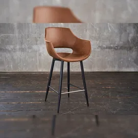 KAWOLA Barhocker ZAJA Barstuhl Sitzhöhe 76 cm Microfaser cognac