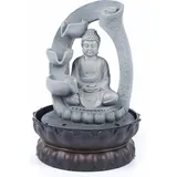 Zimmerbrunnen Zierbrunnen Brunnen Buddha Brunnen Wasserspiel Harz mit LED-Beleuchtung 28cm Deko Springbrunnen Grau
