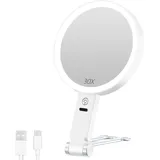 Colexy Vergrößerungsspiegel 30 Fache, Doppelseitiger Kosmetikspiegel mit Beleuchtung, Badezimmerspiegel mit 3 Beleuchtungsmodi, Handheld/Tabletop Schminkspiegel für Zimmer und Badezimmer