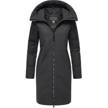 Ragwear Damen Wintermantel Steppmantel in Wolloptik mit Kapuze und hohem Kragen Jumana YOUMODO Black Gr. XL - XL