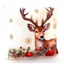 heimtexland Dekokissen Weihnachten Kissenhülle Chalet Landhaus Deko Kissen Vichy Karo Typ652, Deko Kissen I 40x40 I Geschenk I kuschelig weich beige 40 cm x 40 cm