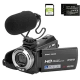 ORDRO V12 Videokamera Camcorder Full HD 1080P 30FPS Infrarot Nachtsichtkamera 3.0 Zoll LCD Bildschirm 16X Zoom Camcorder mit 16GB Memory Karte Fernbedienung, Mikrofon und 2 Akkus