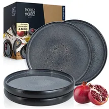 Moritz & Moritz Tafelservice SOLID 4x Dinnerteller Grau (4-tlg), 4 Personen, Steinzeug, Geschirrset grau