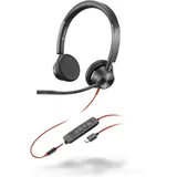Poly Blackwire 3325 Stereo Schwarz Mikrofon-Rauschunterdrückung Headset, Lautstärkeregelung