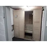 InfraWorld Sauna Vitalis 184 Complete Set - 40 mm Massivholzsauna Inkl. 5 kW Verdampferofen, Steuerung, Salzverdampfer, Silikonkabel
