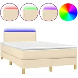 vidaXL Boxspringbett mit Matratze & LED Creme 120x200 cm Stoff