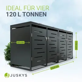 Juskys Mülltonnenbox Arel 4er 264 x 116 x 80 cm Anthrazit