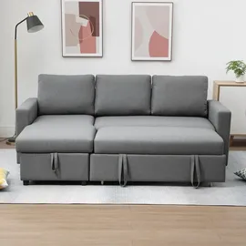 Homcom Ecksofa mit Schlaffunktion Stauraum Schlafsofa mit Chaiselongue L-Form