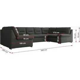 MKS Meble Ecksofa U-Form mit Schlaffunktion Grau