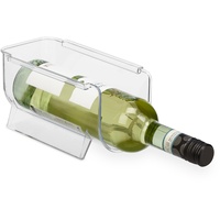 Relaxdays Kühlschrank Flaschenablage stapelbar, Getränkeaufbewahrung, Limo, Wein, Bier, HxBxT 10x11x20,5 cm, transparent