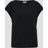 s.Oliver T-Shirt mit gerafften Ärmeln, Damen, schwarz, 38