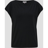 s.Oliver - T-Shirt mit gerafften Ärmeln, Damen, schwarz, 38