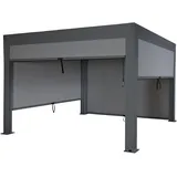 Mendler Pergola MCW-L46 mit Seitenwand Anthrazit 10 cm Alu-Gestell 3 x 4 m